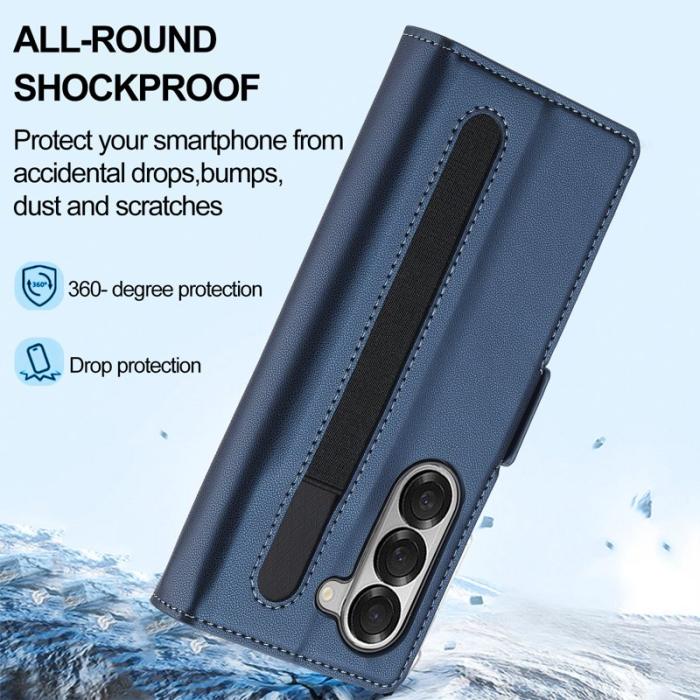 LC.imeeke - LC.IMEEKE L1 Plånboksfodral för Samsung Galaxy Z Fold5 Konstläder - Blå