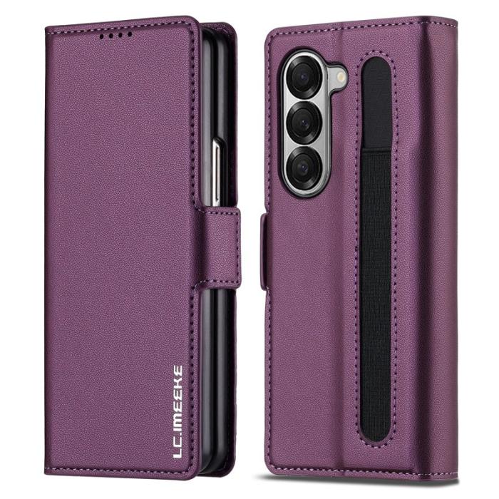 LC.imeeke - LC.IMEEKE L1 Plånboksfodral för Samsung Galaxy Z Fold5 Konstläder - Lila