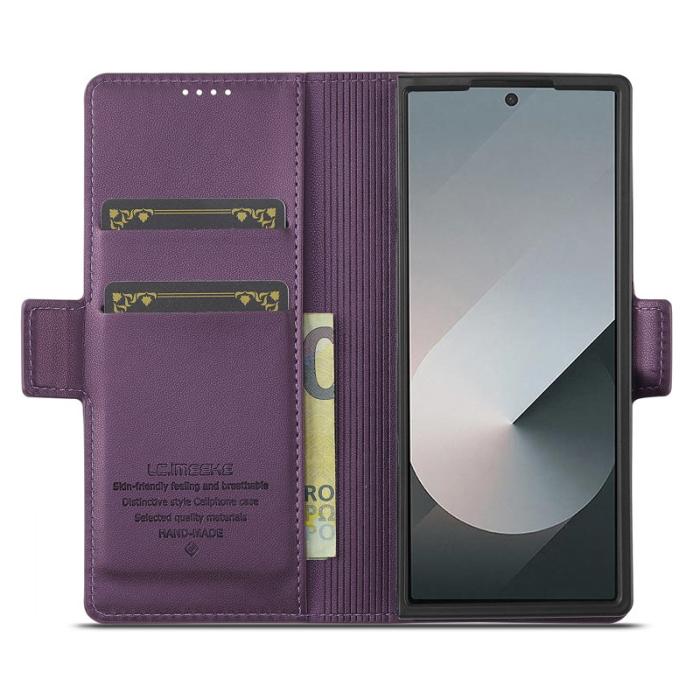 LC.imeeke - LC.IMEEKE L1 Plånboksfodral för Samsung Galaxy Z Fold5 Konstläder - Lila