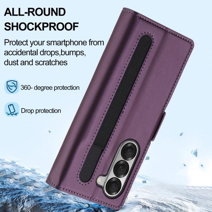 LC.imeeke - LC.IMEEKE L1 Plånboksfodral för Samsung Galaxy Z Fold5 Konstläder - Lila