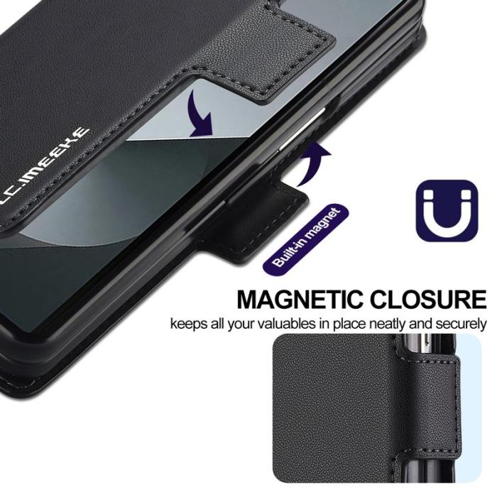 LC.imeeke - LC.IMEEKE L1 Plånboksfodral för Samsung Galaxy Z Fold5 Konstläder - Svart