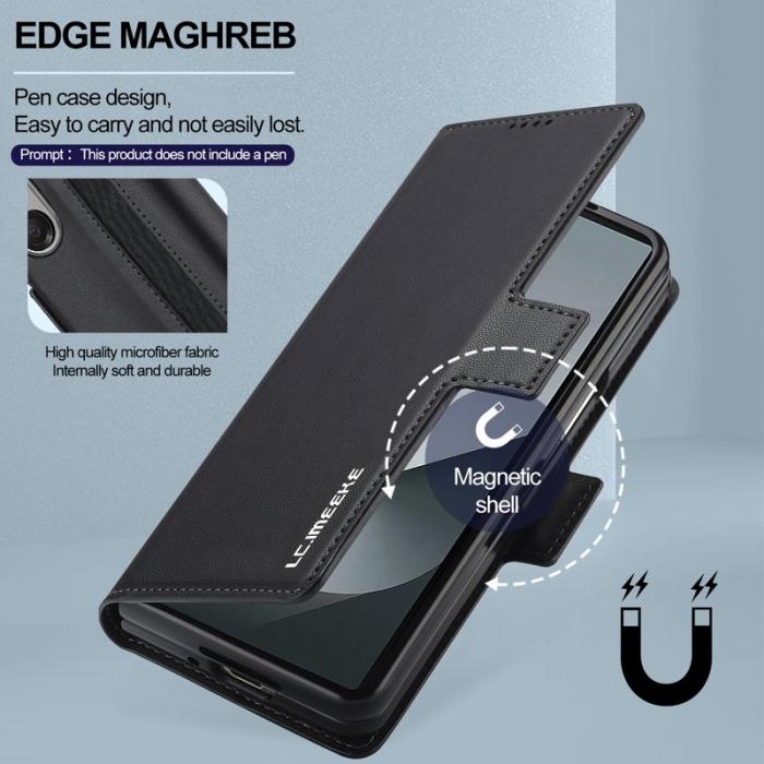 LC.imeeke - LC.IMEEKE L1 Plånboksfodral för Samsung Galaxy Z Fold5 Konstläder - Svart