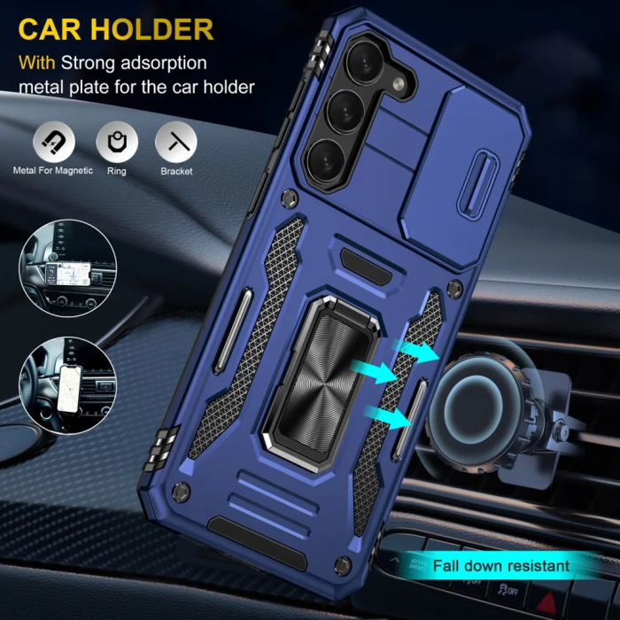 Taltech - Galaxy S24 Mobilskal Kickstand med Linskydd - Blå