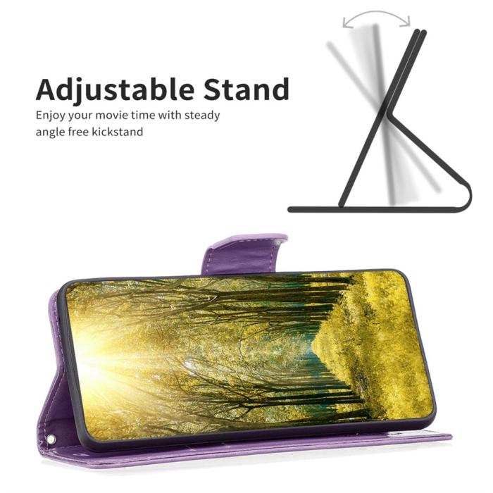 OEM - iPhone 14 Plus Plånboksfodral Butterfly Imprinted - Lila