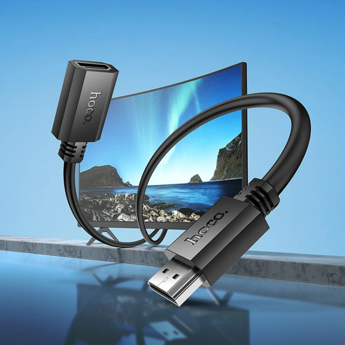 Hoco - Hoco HDMI (Male) Till HDMI (Female) 60Hz Kabel 1m - Svart