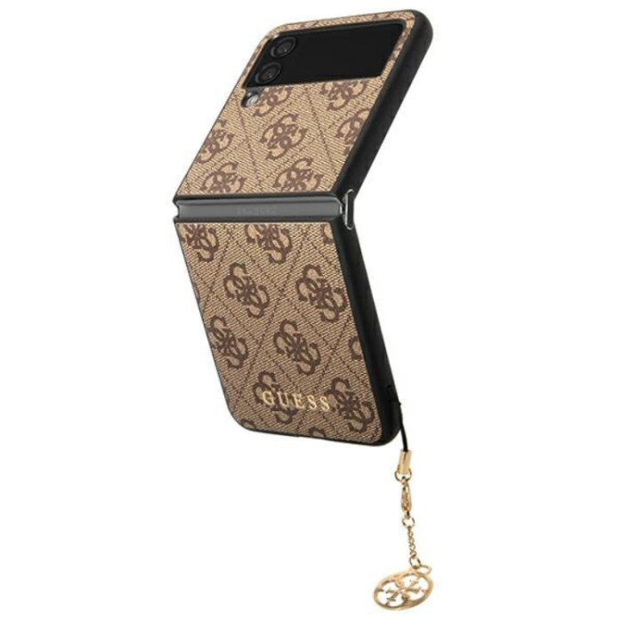 UTGATT5 - Guess Galaxy Z Flip 4 Skal Charms Collection - Brun