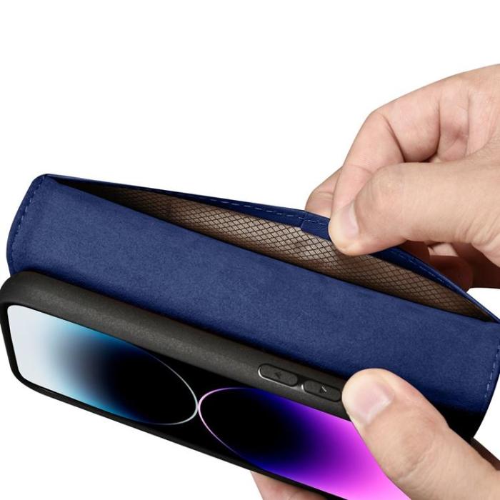ICARER - iCarer iPhone 14 Pro Max Plånboksfodral 2in1 Anti-RFID Äkta Läder - Blå