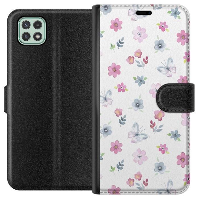 iSecrets - Plånboksfodral till Samsung Galaxy A22 5G med Blommor och fjärillar