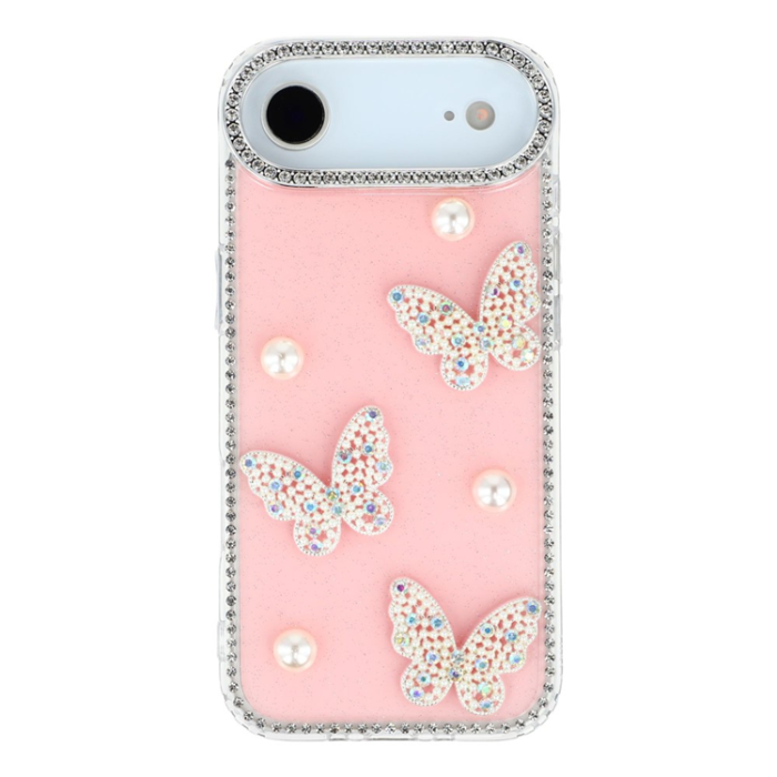 A-One Brand - iPhone Air Mobilskal Rhinestone Edge Pearl Butterfly