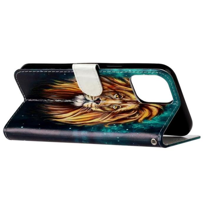 OEM - iPhone 14 Pro Max Plånboksfodral Embossed Pattern - Lion