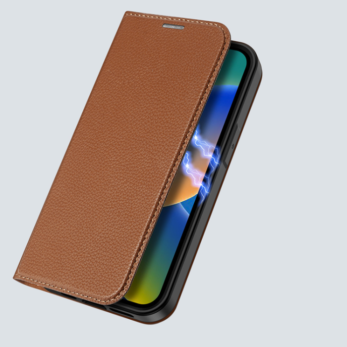 Dux Ducis - Dux Ducis iPhone 14 Pro Plånboksfodral Skin X2 - Brun