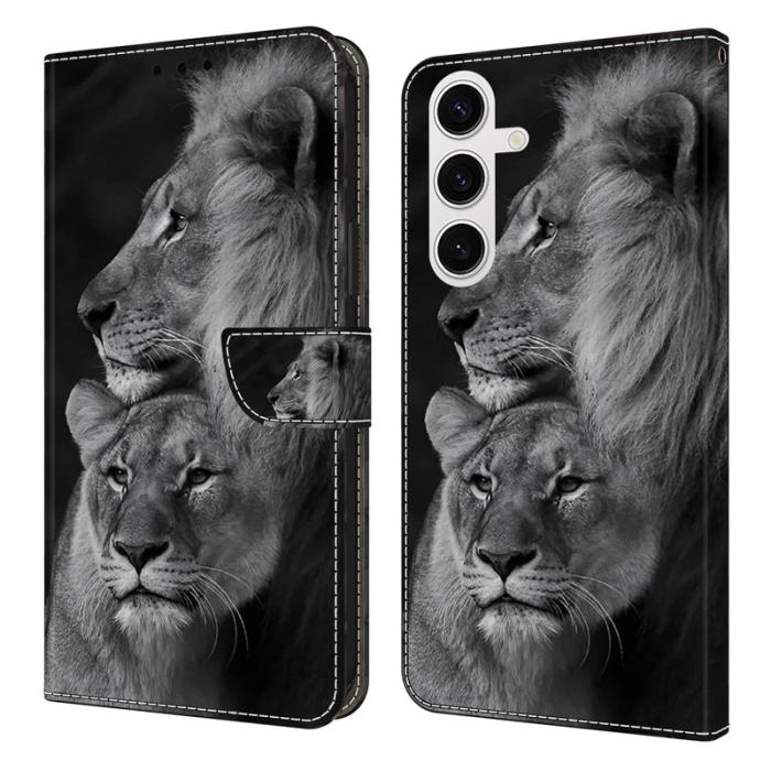 OEM - Samsung Galaxy S26 Plånboksfodral Magnetisk 3D Mönster Konstläder - Couple Lions