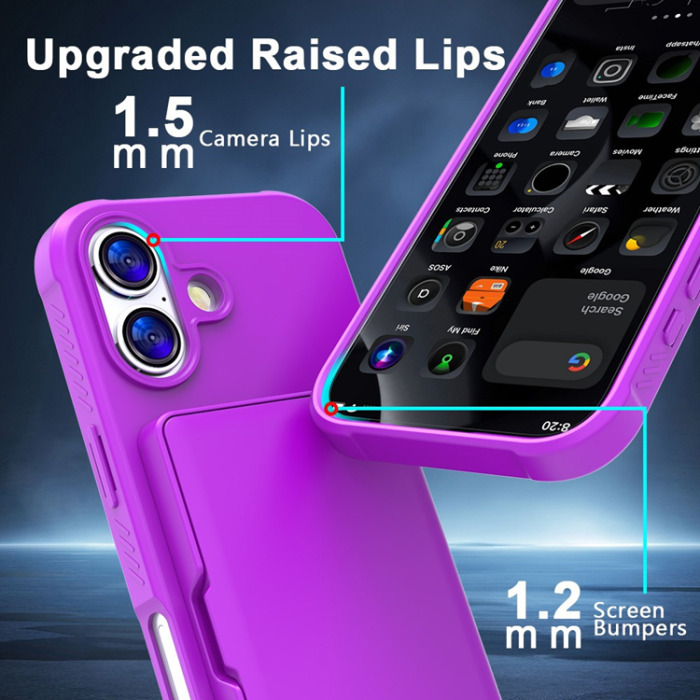 A-One Brand - iPhone 17 Mobilskal Korthållare Mirror Kickstand - Lila