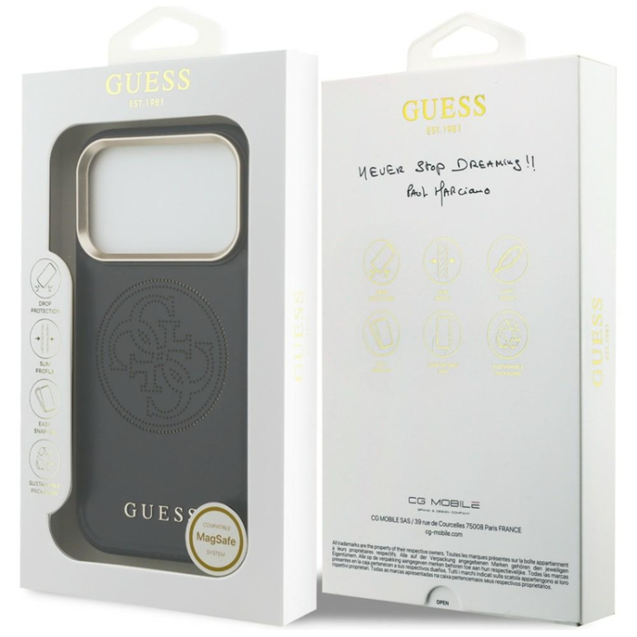 Guess - Guess Mobilskal För iPhone 17 Pro MagSafe Perforated 4G - Svart