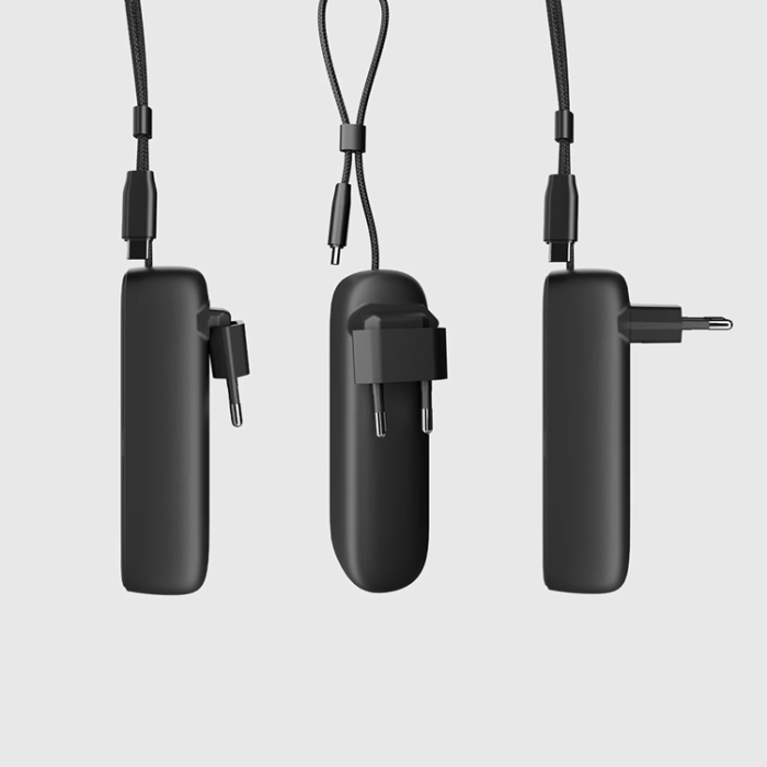 SBS - SBS Hybrid Powerbank 5000mAh 20W PD med Kabel Vikbar Kontakt