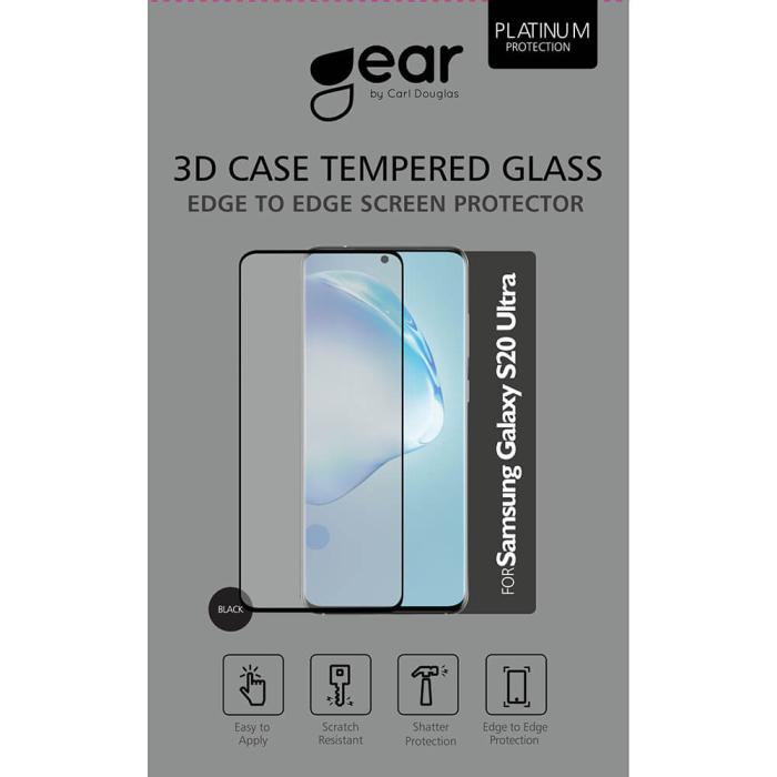 UTGATT1 - GEAR Härdat Glas 3D Full Cover Black Samsung S20 Ultra