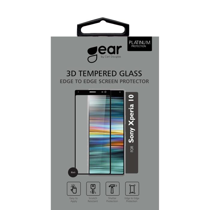 UTGATT1 - GEAR Härdat Glas 3D Full Cover Black Sony Xperia 10