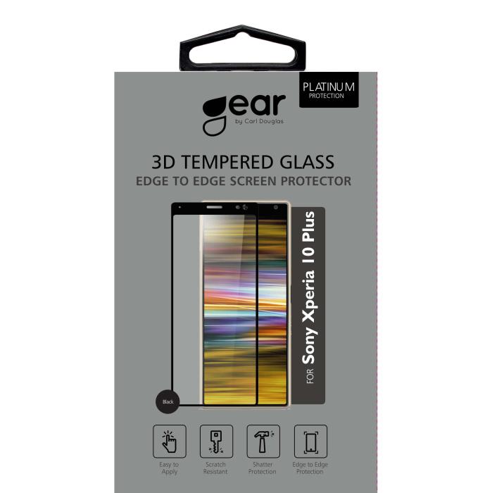 GEAR - GEAR Härdat Glas Skärmskydd 3D Full Cover Black Sony Xperia 10 Plus