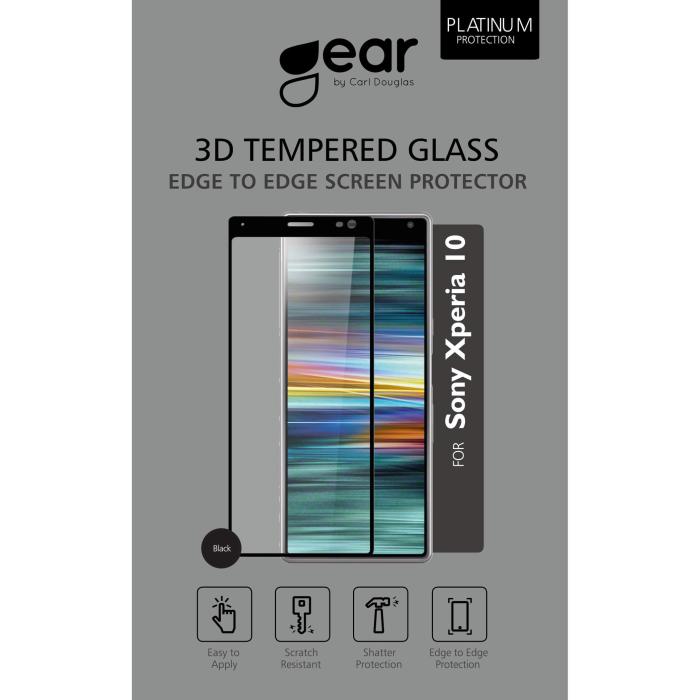 UTGATT1 - GEAR Härdat Glas 3D Full Cover Black Sony Xperia 10