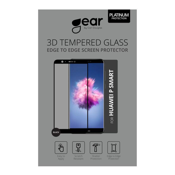 UTGATT1 - GEAR Härdat Glas 3D Full Cover Svart Huawei P Smart 2018