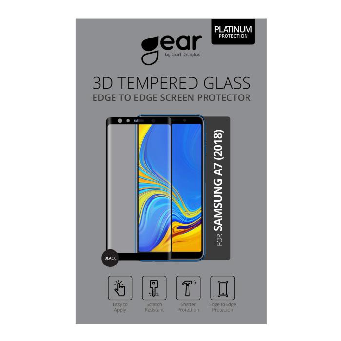 UTGATT1 - GEAR Härdat Glas 3D Full Cover Svart Samsung Galaxy A7