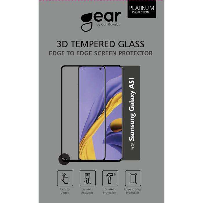 UTGATT1 - GEAR Härdat Glas 3D Gum Full Cover Svart Samsung A51