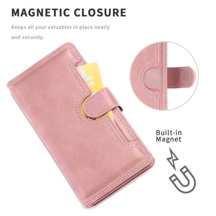 OEM - Multiple Card Slots Äkta Läder Plånboksfodral iPhone 12 Pro Max - Rose Gold