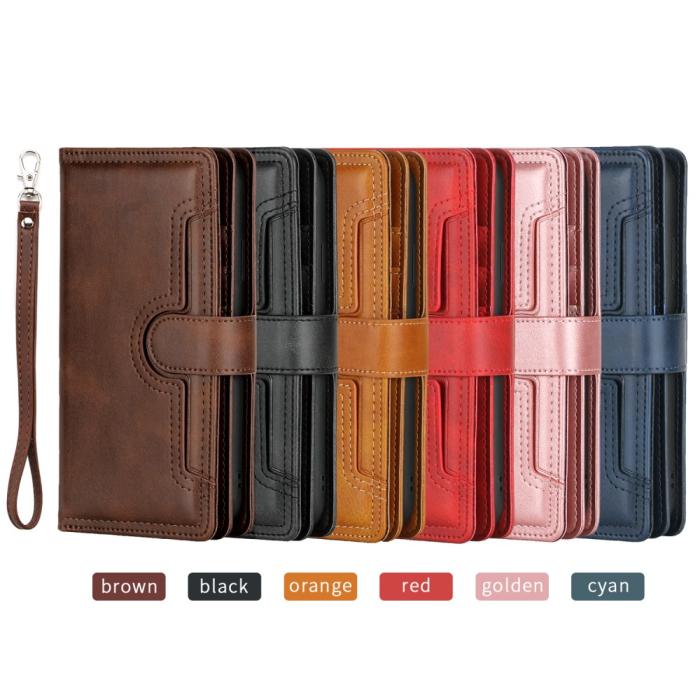 OEM - Multiple Card Slots Äkta Läder Plånboksfodral iPhone 12 Pro Max - Rose Gold