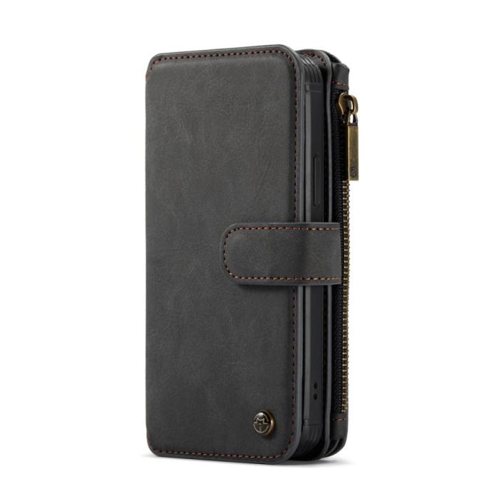 Caseme - CASEME avtagbart Äkta Läder Plånboksfodral iPhone 12 Pro Max - Svart