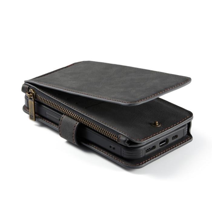 Caseme - CASEME avtagbart Äkta Läder Plånboksfodral iPhone 12 Pro Max - Svart