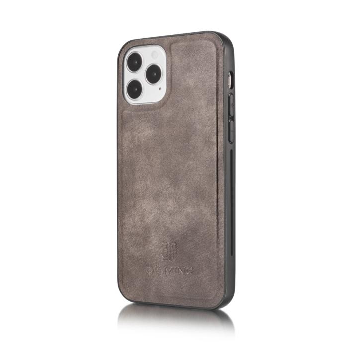 UTGATT1 - DG.MING Detachable Äkta Läder Plånboksfodral iPhone 12 Pro Max - Grå