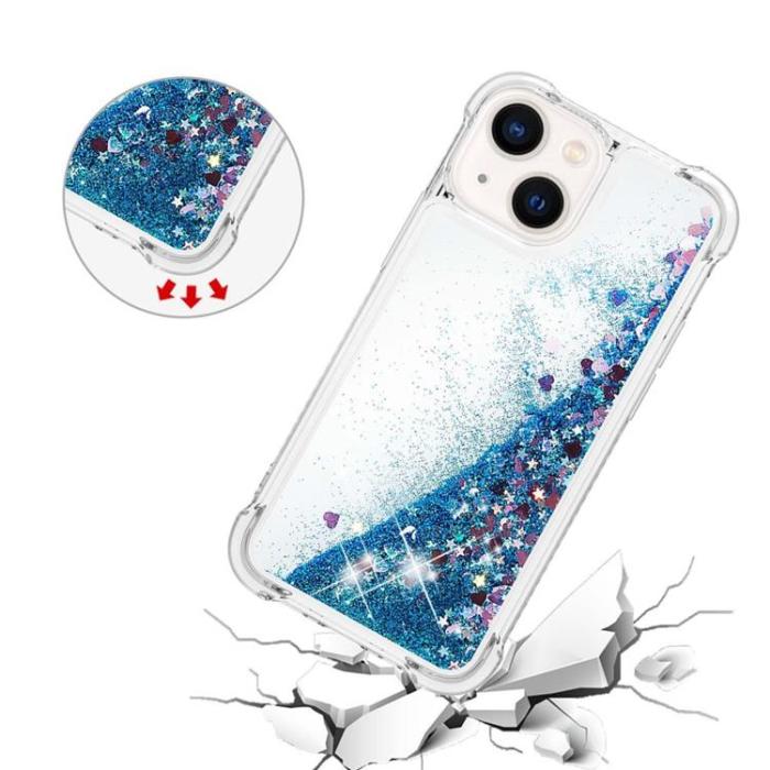OEM - iPhone 14 Plus Skal Liquid Floating Glitter - Blå