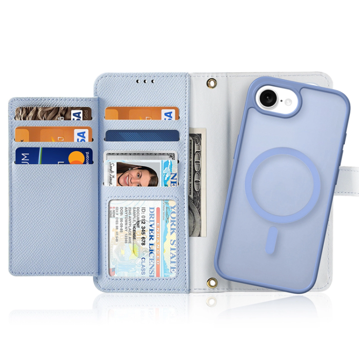 Dux Ducis - Dux Ducis iPhone 16e Plånboksfodral Lawa Läder - Blå