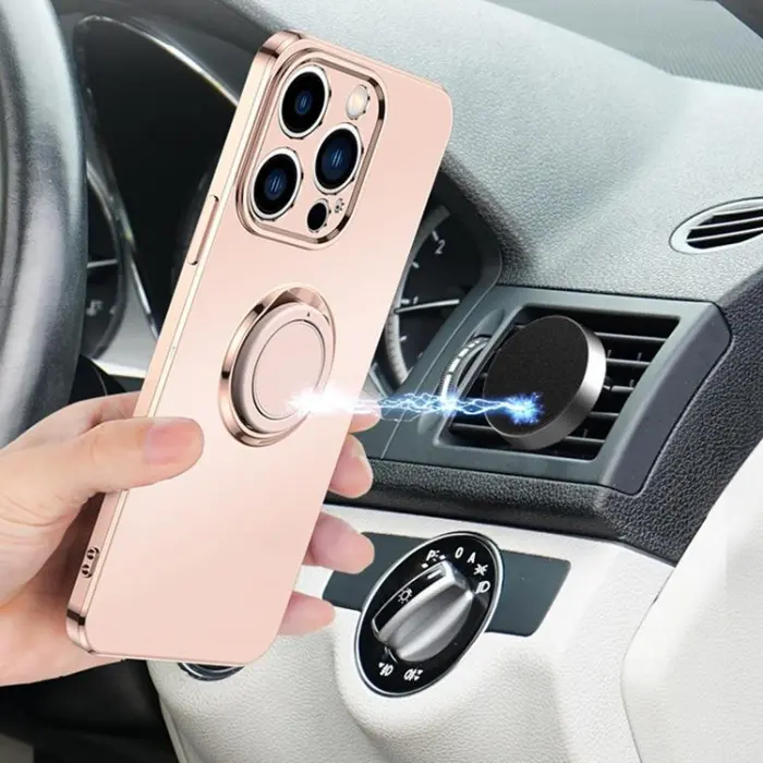 OEM - iPhone 14 Plus Skal Ringhållare Electroplating Kickstand - Svart