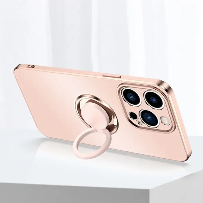 OEM - iPhone 14 Plus Skal Ringhållare Electroplating Kickstand - Svart
