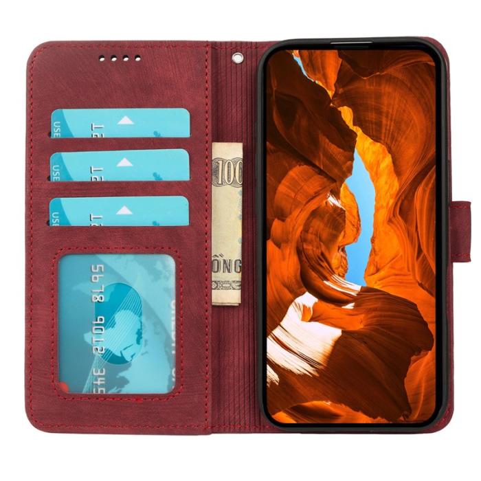 OEM - Samsung Galaxy A37 Fodral Äkta Läder Magnetiskt Skydd - Röd