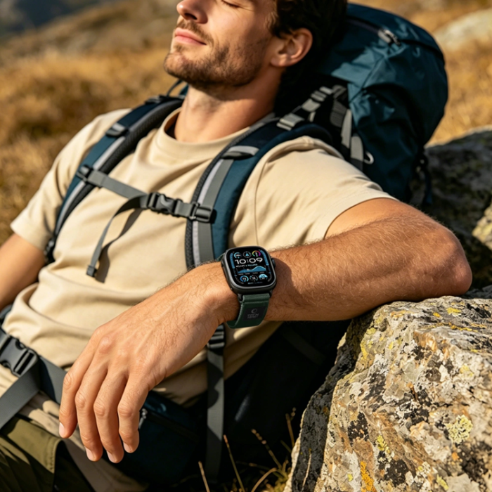 Tech-Protect - Tech-Protect Apple Watch (44/45/46/49mm) Armband Nylon Elite - Marinblå/Orange