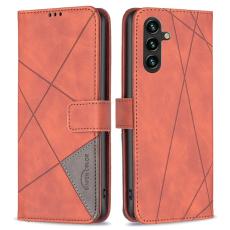 BINFEN COLOR - BINFEN Samsung Galaxy A55 5G Pl&aring;nboksfodral Konstl&auml;der Geometri - Brun