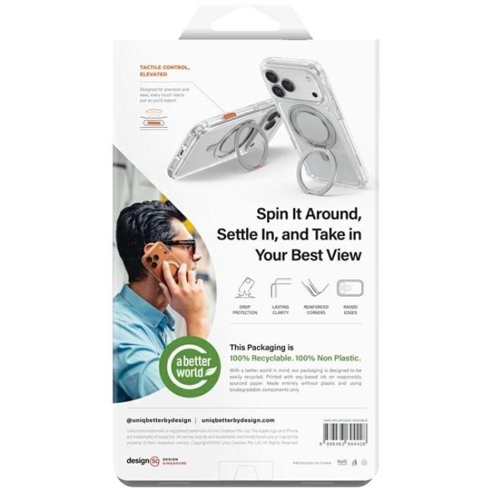 UNIQ - UNIQ iPhone 17 Pro Mobilskal Swivix 360 Rotating Kickstand - Svart