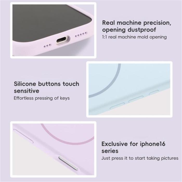 A-One Brand - iPhone 16 Plus Mobilskal MagSafe Silikon Anti Drop - Ljuslila