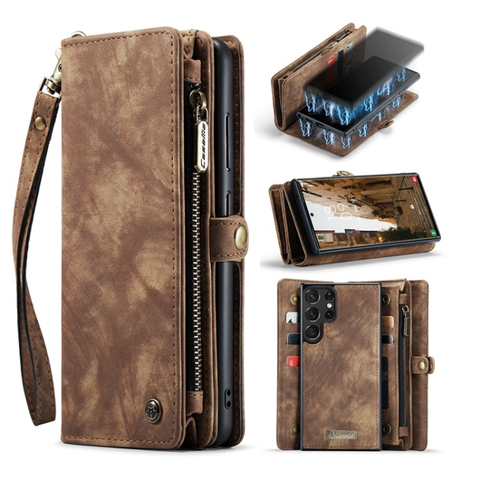 Caseme - Caseme Galaxy S23 Ultra Plånboksfodral Detachable - Brun
