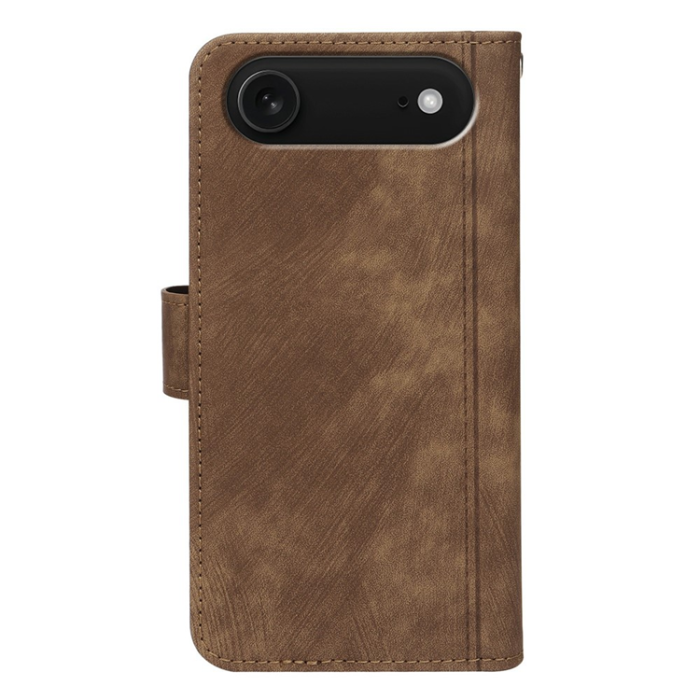 A-One Brand - iPhone 17 Air Plånboksfodral Line Pattern Läder - Brun