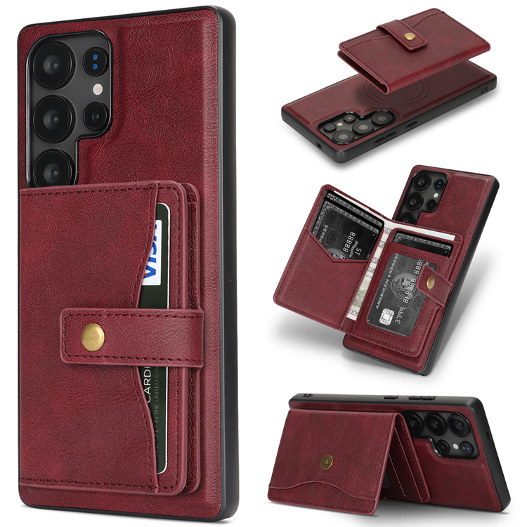 Galaxy S23 Ultra Mobilskal MagSafe Detachable Korthållare Kickstand (Röd) | 2353 | AlltMobil