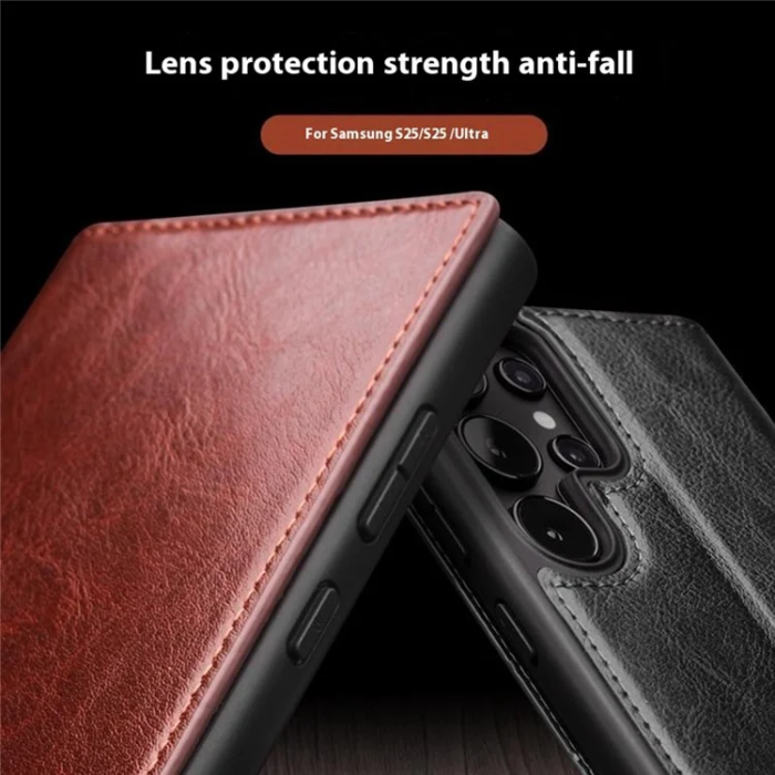 QIALINO - Qialino Galaxy S25 Ultra Plånboksfodral Äkta Läder Flip