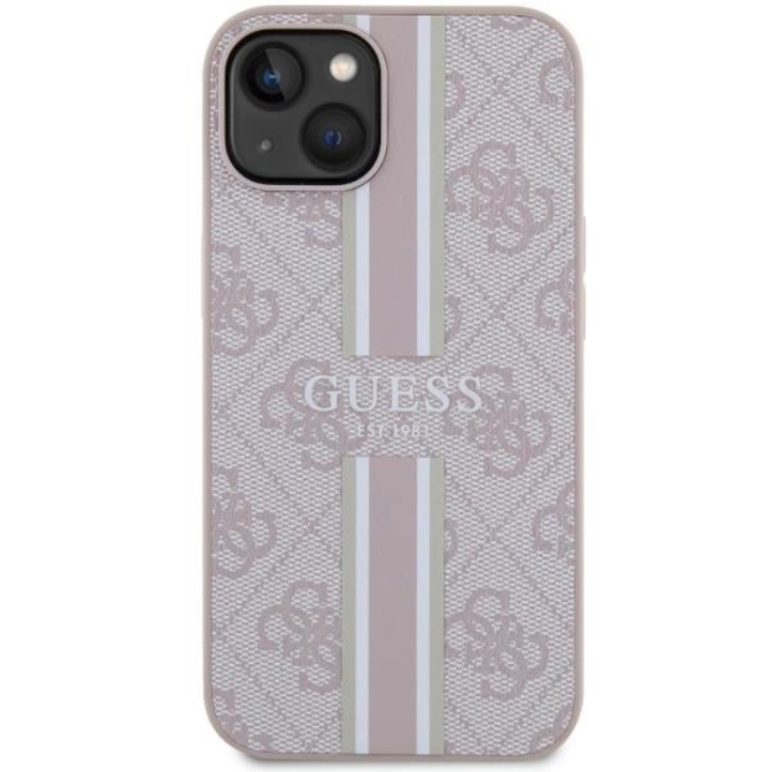 Guess - Guess iPhone 15/14/13 Mobilskal Magsafe Stripes - Rosa