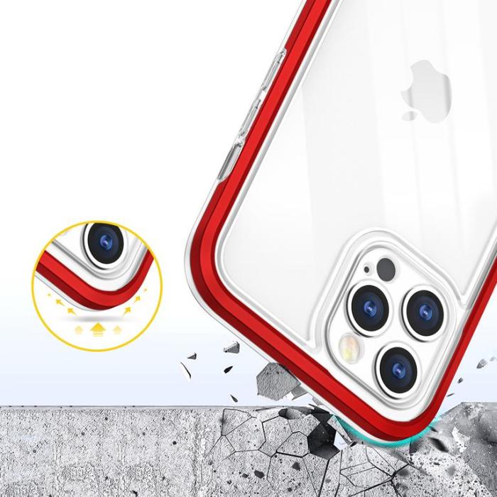 OEM - iPhone 12 Pro Skal Clear 3in1 - Röd