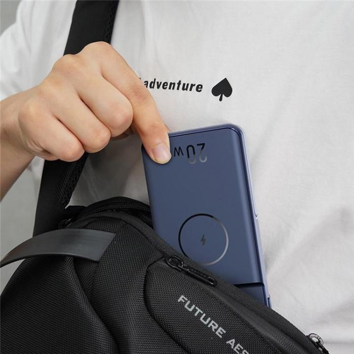 A-One Brand - Magnetic Trådlös Powerbank 10000mAh 15W Kickstand - Blå
