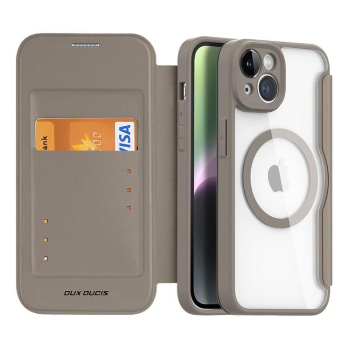 Dux Ducis - Dux Ducis iPhone 14 Plus Plånboksfodral Magsafe Skin X Pro - Beige