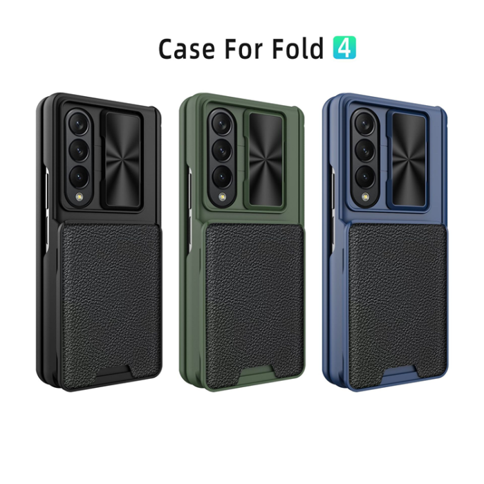 A-One Brand - Galaxy Z Fold 4 Mobilskal Korthållare Kamera Slider - Svart