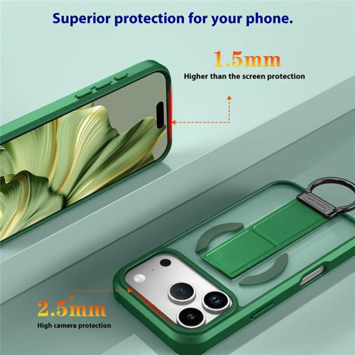 A-One Brand - iPhone 17 Pro Max Mobilskal Magsafe D-Ring Kickstand - Grön
